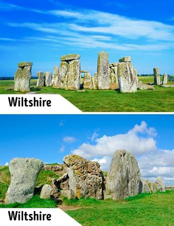 Nhắc đến nước Anh không thể bỏ qua công trình lịch sử Stonehenge. Tại đây du khách không được chạm, không bước vào bên trong và khi gặp mưa thì không có nơi trú ẩn. Phí vào tham quan Stonehenge cũng không phải rẻ (9 - 15 bảng Anh, khoảng 270.000 - 460.000 đồng). Trong khi cách đó khoảng 30 km cũng thuộc hạt Wiltshire, du khách có thể tìm thấy một công trình tương tự và cũng rất ấn tượng. Hơn nữa, du khách được tham quan miễn phí những tảng đá ở Wiltshire.