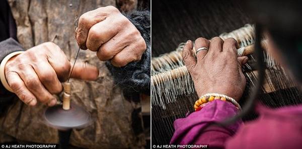 Lông bò yak được se thành sợi, sau đó nhuộm trực tiếp hoặc dệt xong rồi nhuộm. 
