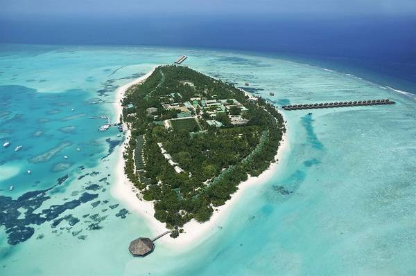 Meeru Island Resort & Spa Maldives nhìn từ trên cao. Ảnh:meeru.com