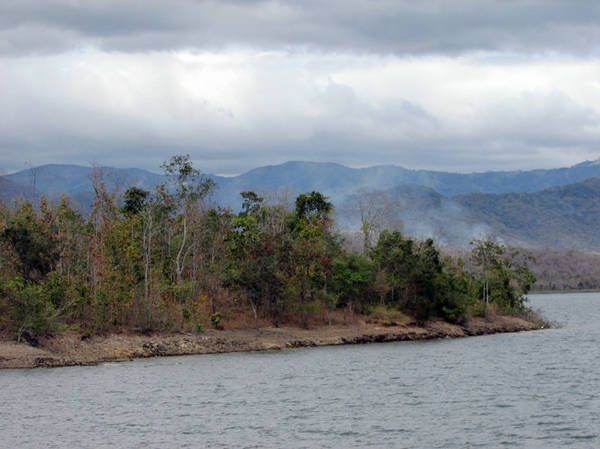 Vạt rừng ven hồ Cà Giây đẹp như mùa thu - Ảnh: Nguyễn Thiên Đăng