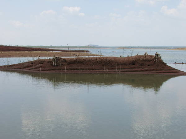 Một đụn đất nhỏ có hình dáng chiếc tàu - Ảnh: Nguyễn Thiên Đăng
