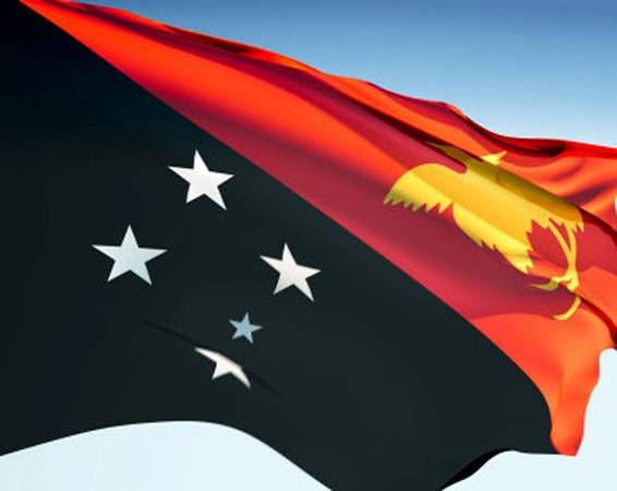 Quốc kỳ Papua New Guinea có một đường chéo ở giữa chia làm hai phần với hai mảng màu đối lập.