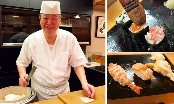 Chủ quán Susumu Yajima và các món sushi cầu kỳ của mình.