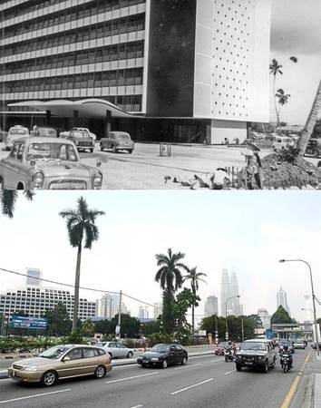 Jalan Henry Gurney (ảnh trên) nay là Jalan Sultan Yahya Petra (ảnh dưới), Kuala Lumpur.