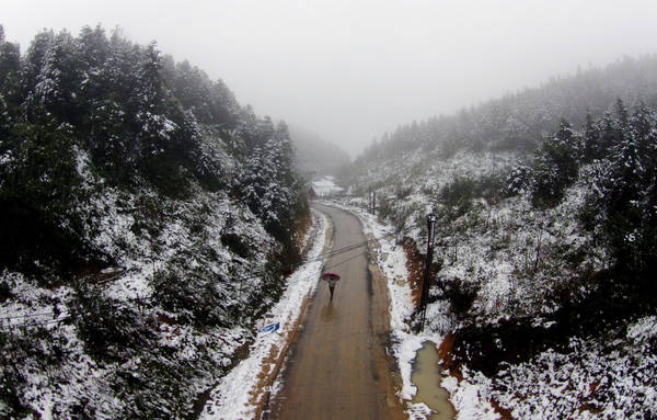 Nhiều con đường ở Sapa ngập trong tuyết trắng vào mùa đông. Ảnh: Zing