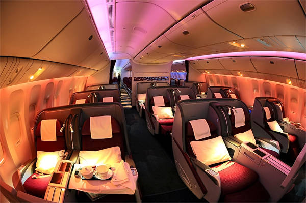 Khoang thương gia của Qatar Airways được đánh giá cao bởi vẻ sang trọng, đẳng cấp.