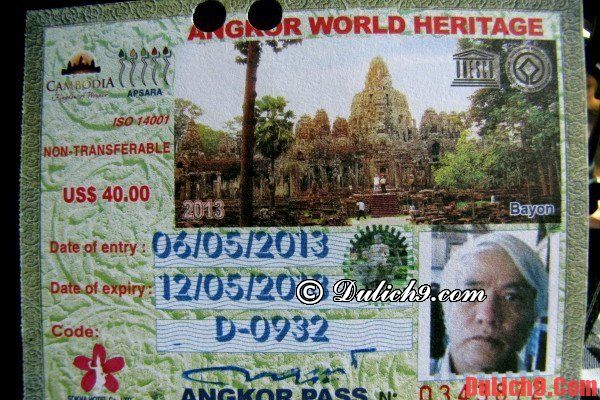 Mẫu vé khi du lịch Angkor Wat: Kinh nghiệm du lịch Angkor Wat - Campuchia tự túc, giá rẻ