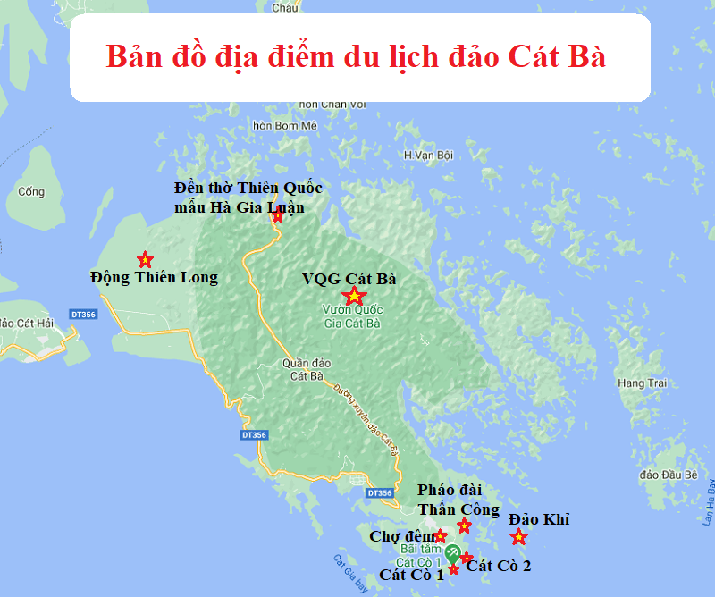 Kinh nghiệm du lịch Cát Bà tự túc. Bản đồ địa điểm tham quan nổi tiếng ở đảo Cát Bà