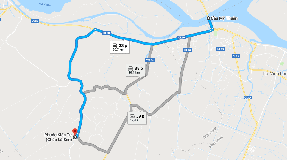 Bản đồ đường đi tới Chùa Lá Sen