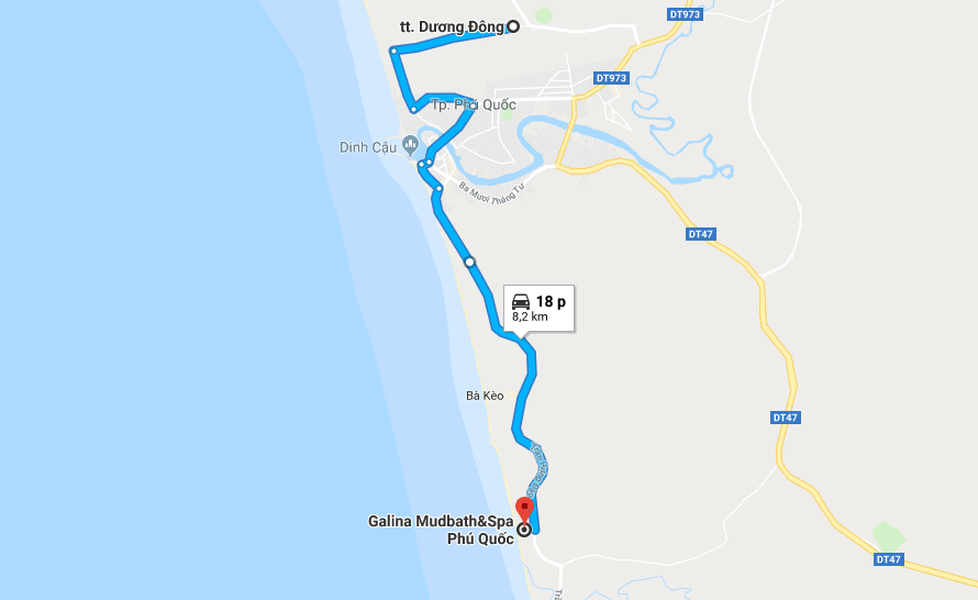 Bản đồ đường đi tới khu nghỉ dưỡng Galina Phú Quốc