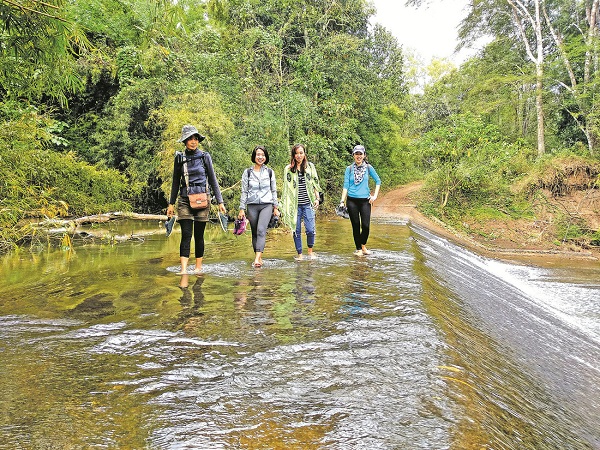 Cùng lội suối băng rừng - Ảnh: THỦY PHẠM