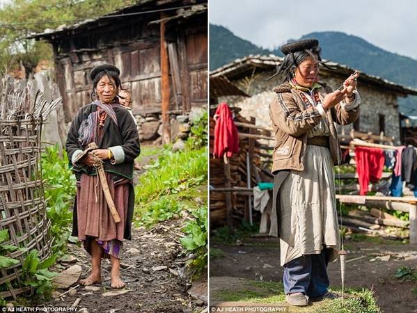 Một trong những đặc trưng của người Brokpa là chiếc mũ làm từ lông bò yak, giúp nước mưa không rơi xuống mặt.