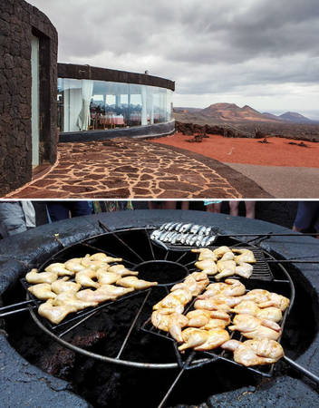 Nhà hàng ở El Diablo, Lanzarote, Tây Ban Nha phục vụ khách món thịt nướng trên...núi lửa - Ảnh: BOREDPANDA