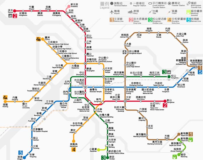 bản đồ tàu điện ngầm đài loan