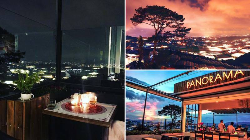 Tầm nhìn xuống vườn hoa đêm Đà Lạt từ Panorama Cafe. Nguồn: Internet