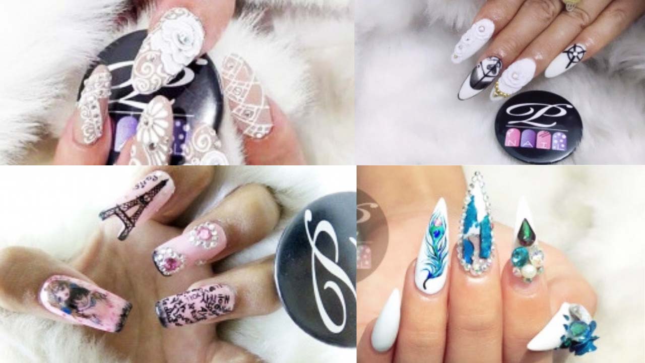 Những mẫu móng 3D cầu kỳ và sang chảnh tại Phương Lê Nail. Nguồn: Internet