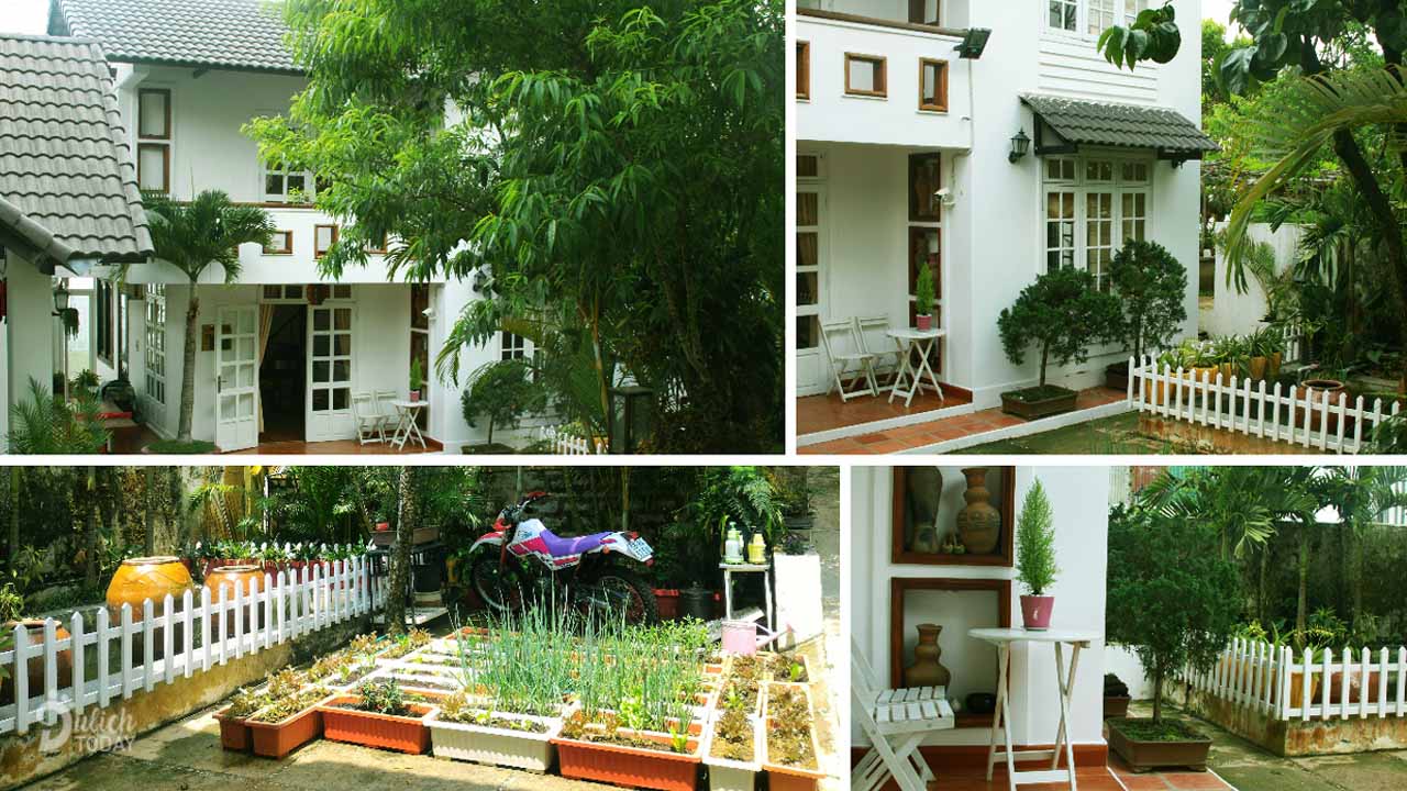 Villa Kim Gia Đà Lạt với sân vườn rộng và nguồn rau sạch tự trồng