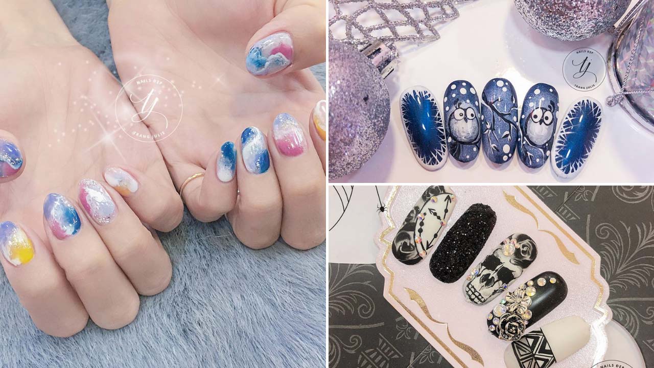 Bộ móng nghệ thuật được thợ vẽ tay tại Trang Julie Nail Hà Nội. Nguồn: Internet