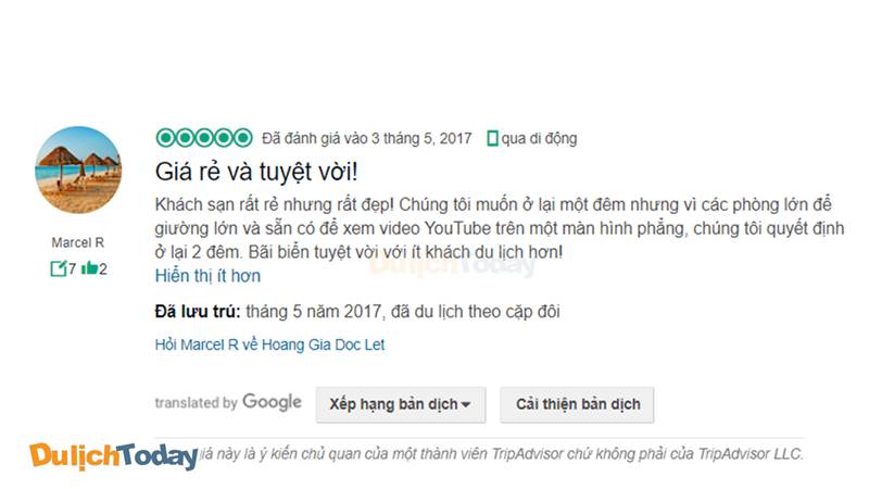 Review của du khách sau khi nghỉ chân tại đây