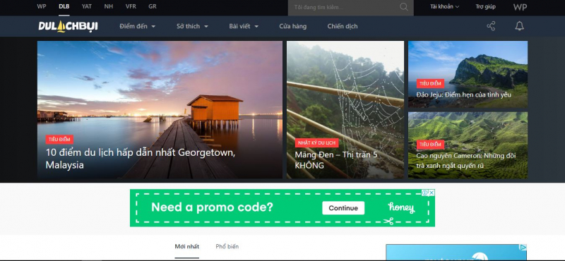 Trang web du lịch bụi