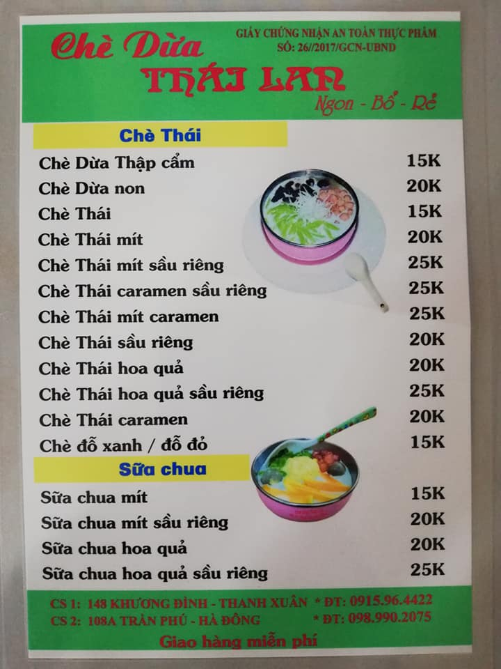 Chè dừa Thái Lan 365 Khương Đình