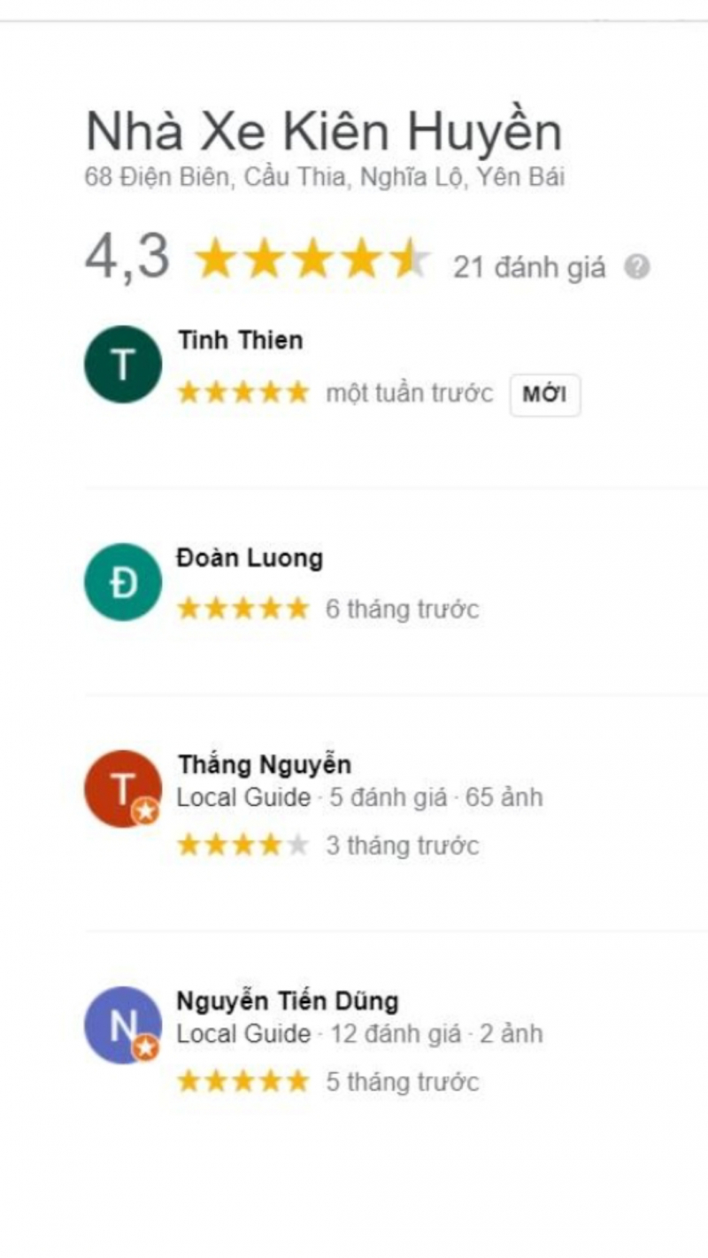 Đánh giá của hàng khách