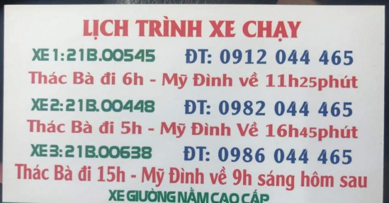 Lịch trình cụ thể