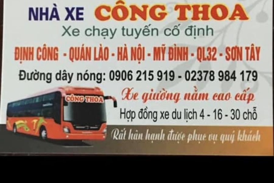 Số điện thoại tổng đài hotline đặt vé xe Công Thoa