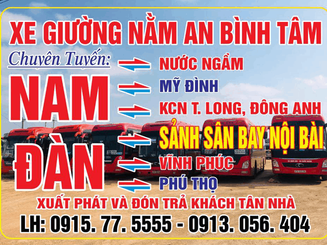 lịch trình nhà xe an bình tâm nam đàn nghệ an