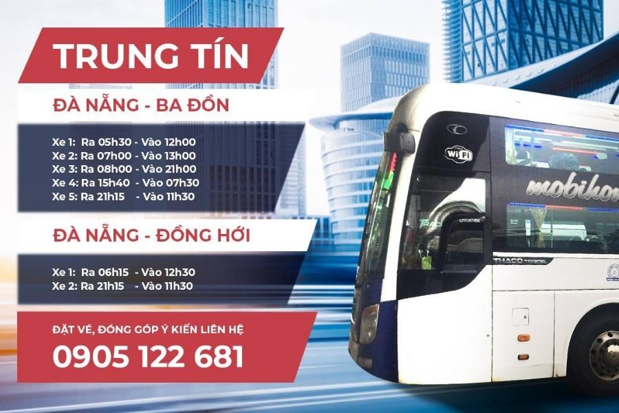 lịch trình nhà xe Trung Tín chạy