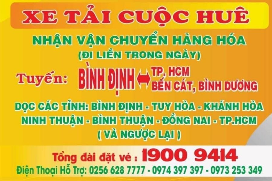 Số điện thoại tổng đài hotline xe Cuộc Huê