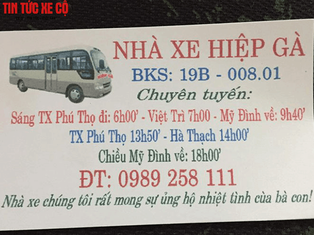 lịch trình nhà xe hiệp gà