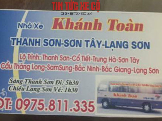 lộ trình nhà xe khánh toàn phú thọ