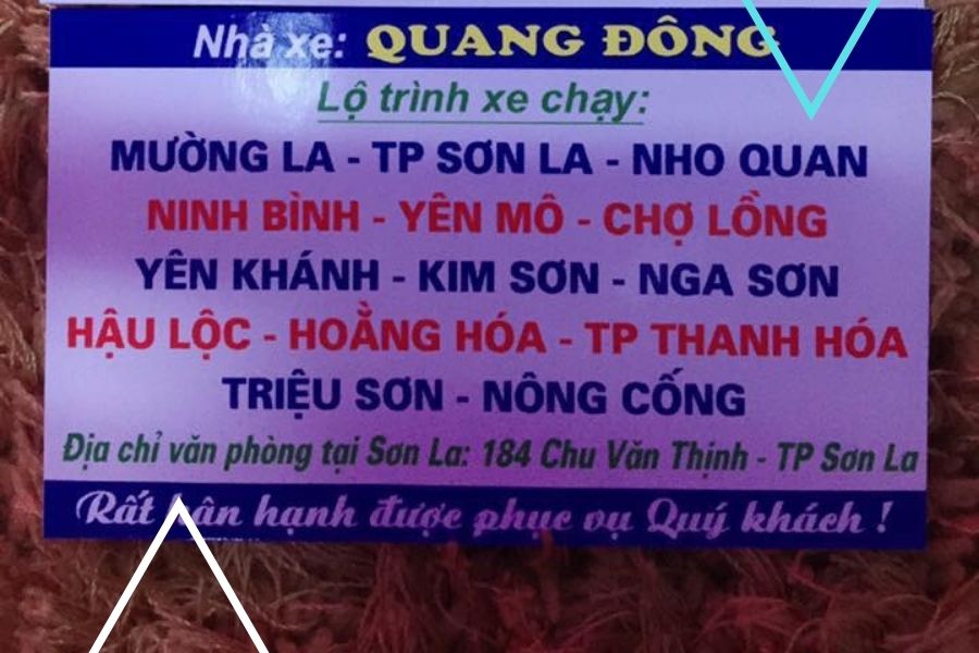 lịch trình nhà xe Quang Đông chạy