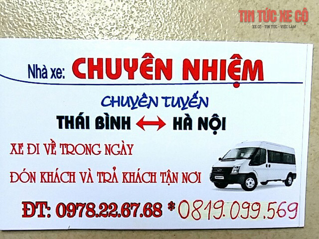 lich trình nhà xe chuyên nhiệm thái bình