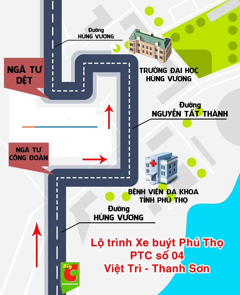 Lộ trình xe buýt 04 phú thọ