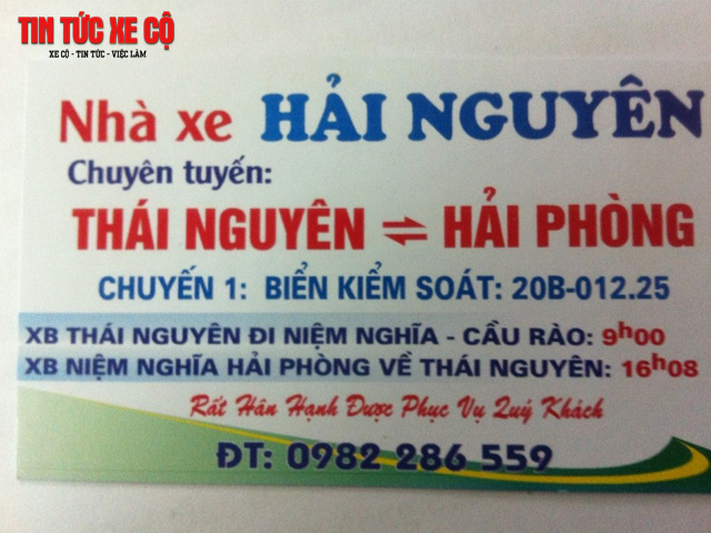 lịch trình nhà xe hải nguyên