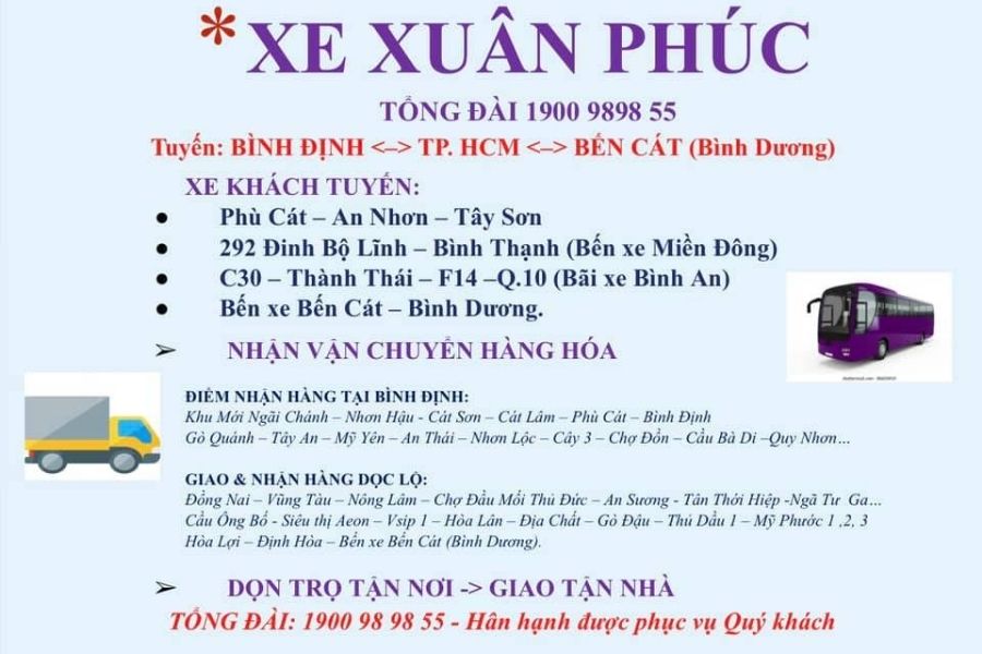 Số điện thoại tổng đài hotline đặt vé xe Xuân Phúc