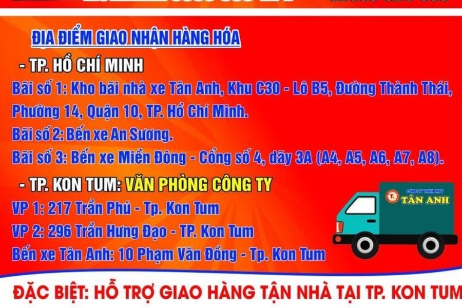 Địa điểm các trạm dừng, bến đỗ xe Tân Anh hoạt động đón trả khách