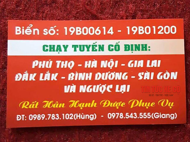 lộ trình nhà xe long giang phú thọ