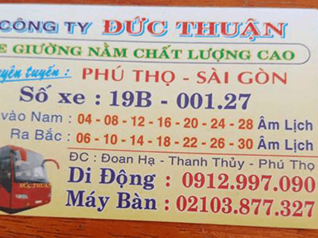 lịch trình nhà xe đức thuận