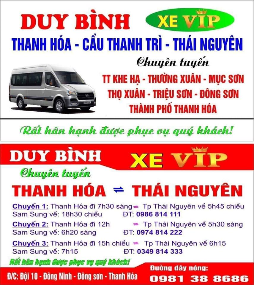 lịch trình xuất bến của nhà xe duy binh