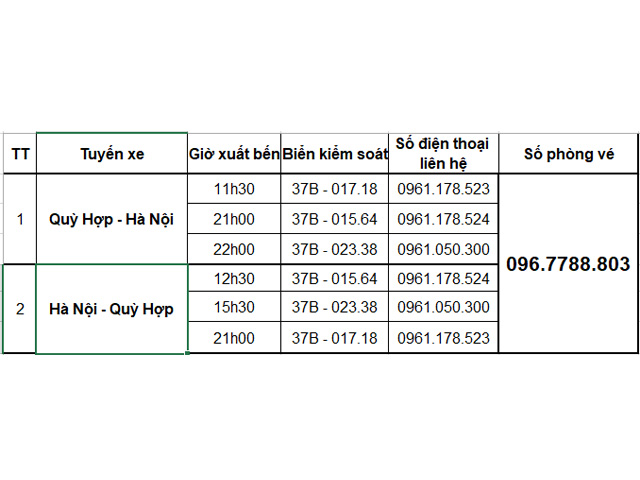 lịch trình nhà xe mận tịnh