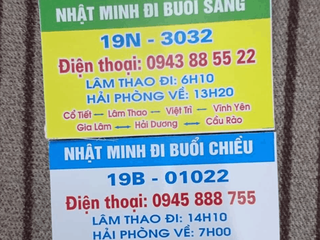 lộ trình nhầ xe nhật minh phú thọ hải phòng