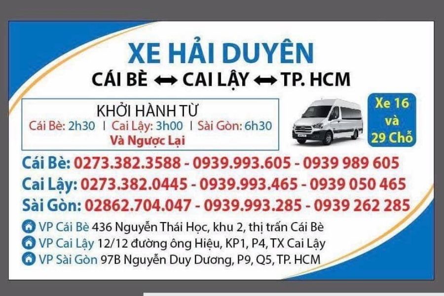 Địa điểm các trạm dừng, bến đổ xe Hải Duyên