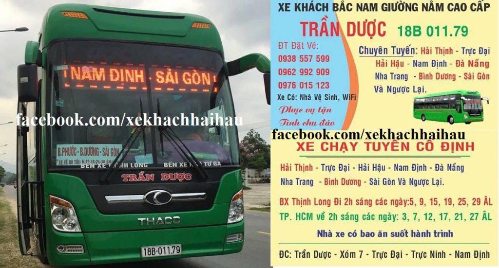 Nhà Xe Trần Dược - Nam Định đi Nha Trang và ngược lại