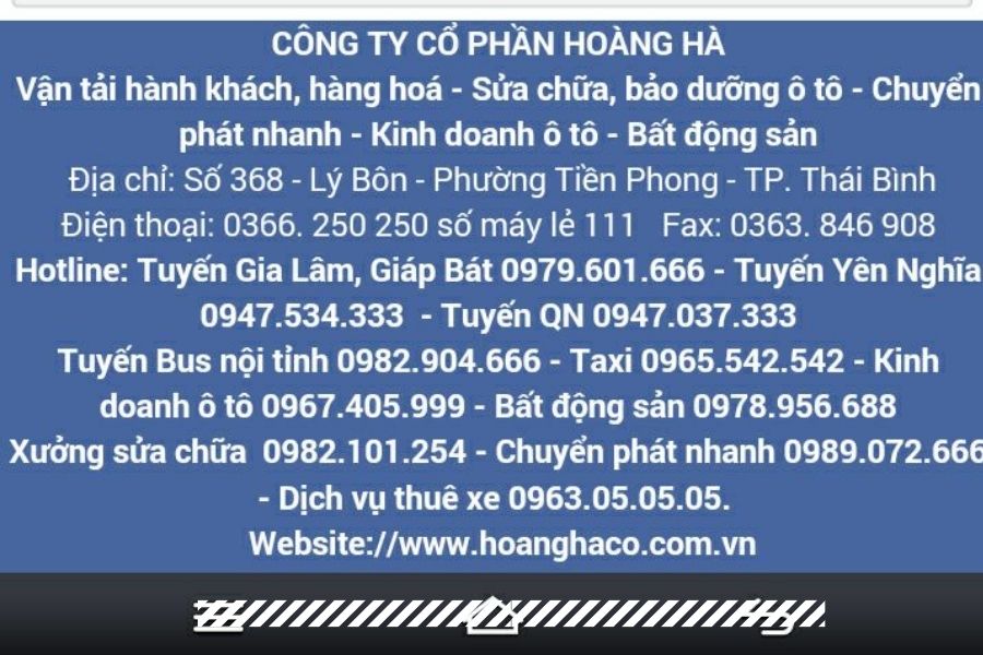 Địa điểm các trạm dừng, bến đỗ xe Hoàng Hà