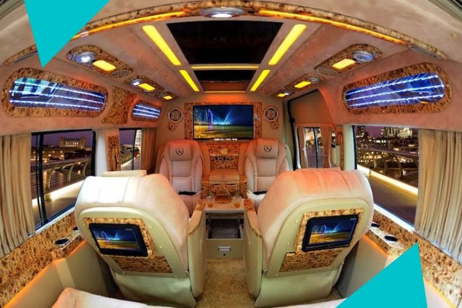 Không gian sang trọng bên trong xe nam cường limousine 