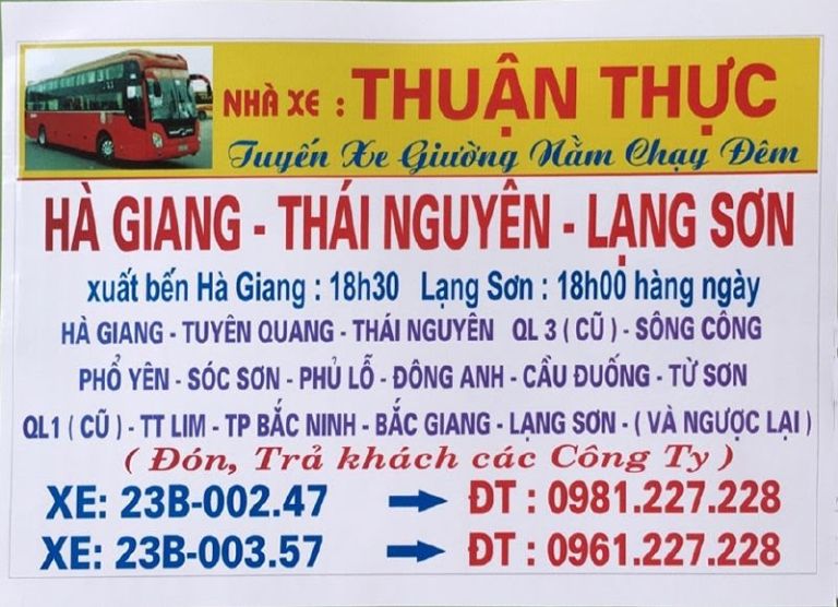 xe khách Hà Giang Lạng Sơn thuận thực