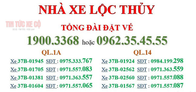 Lịch trình di chuyển của nhà xe Lộc Thuỷ